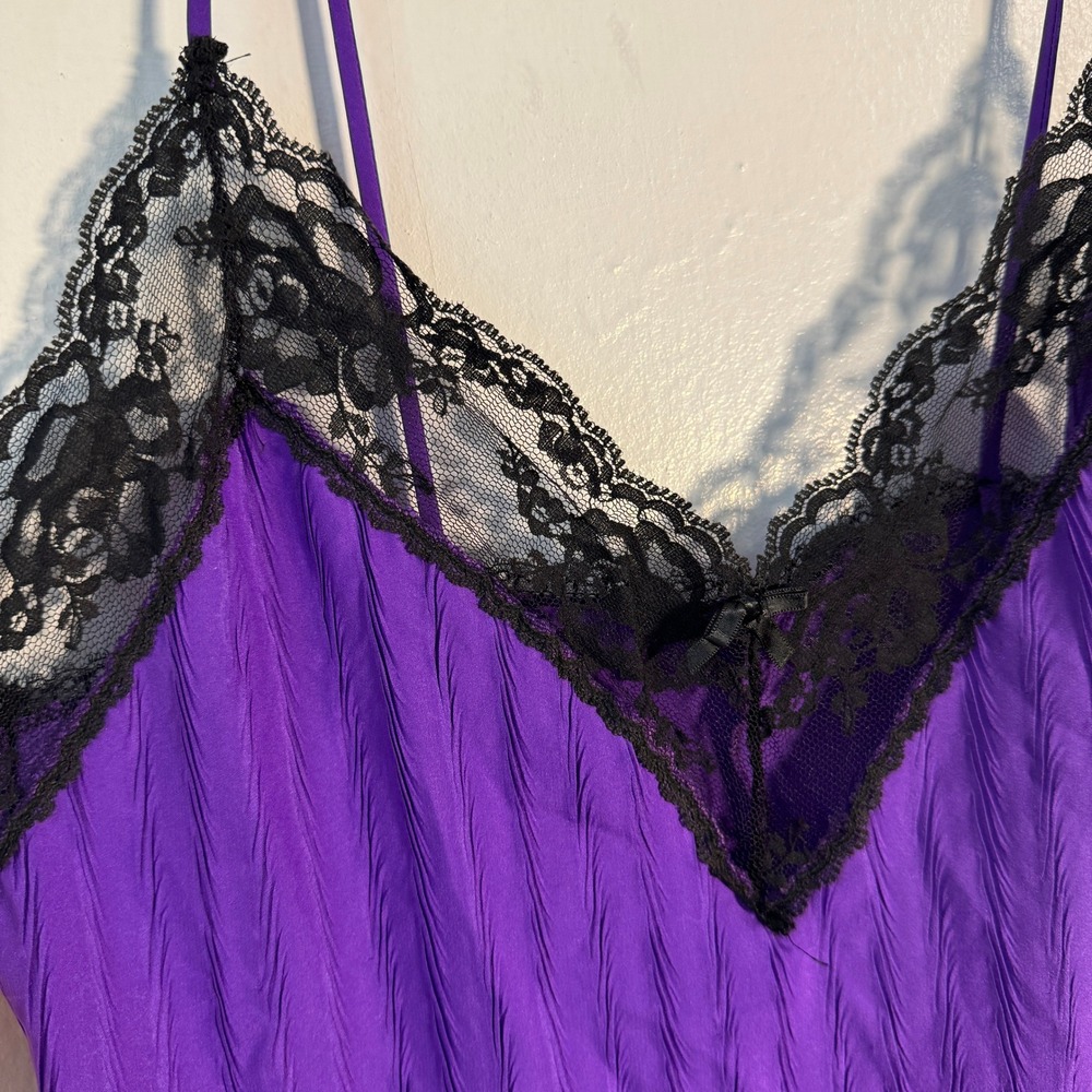 Vtg 90s Sears Purple Lace Bodysuit M Whimsigoth anything but simple slip - Picture 4 of 10